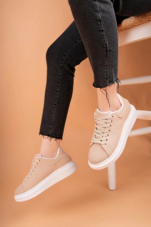Luis a Costa LC101 Krem Süet Kadın Sneaker